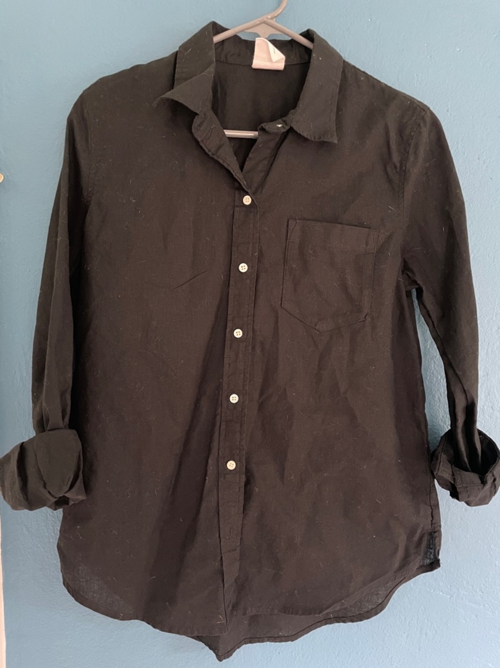 GAP Black long sleeve button down linen shirt, XS
